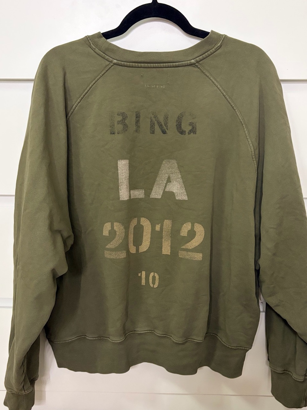ANINE BING LA 2012 Army Green Graphic Sweatshirt L - Picture 4 of 10